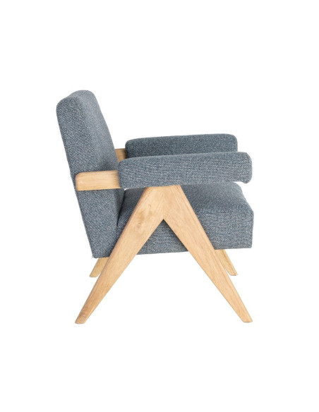 Fauteuil scandinave bleu gris en tissu et bois 74x76x85 cm Lomarero Ixia - 6