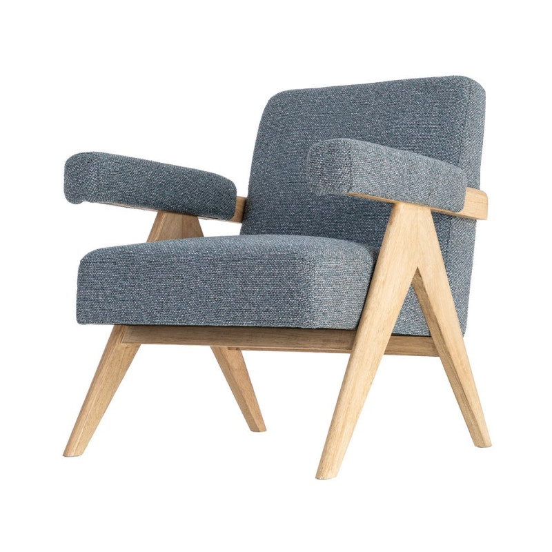 Fauteuil scandinave bleu gris en tissu et bois 74x76x85 cm Lomarero Ixia - 8