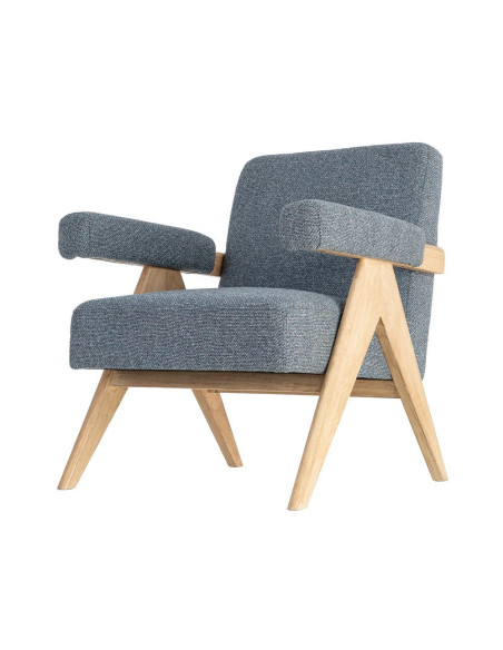 Fauteuil scandinave bleu gris en tissu et bois 74x76x85 cm Lomarero Ixia - 8