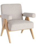 Fauteuil scandinave beige en tissu et bois 74x76x85 cm Lomarero