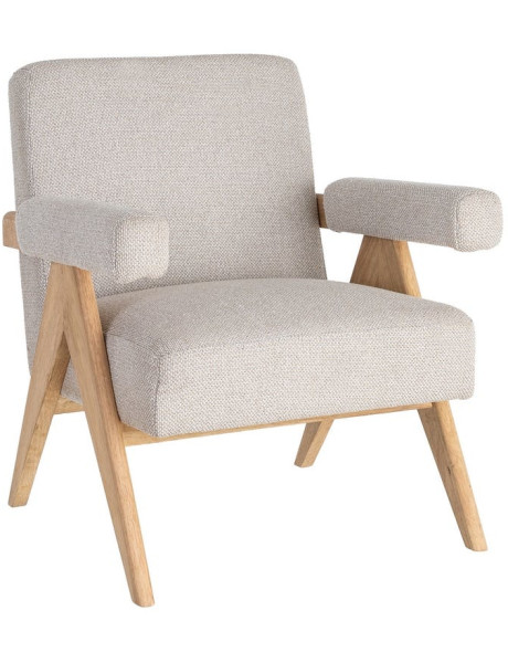 Fauteuil scandinave beige en tissu et bois 74x76x85 cm Lomarero Ixia - 1