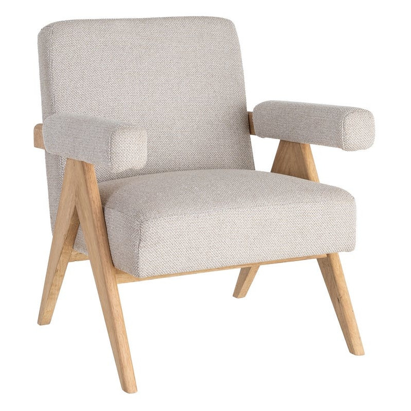 Fauteuil scandinave beige en tissu et bois 74x76x85 cm Lomarero Ixia - 1