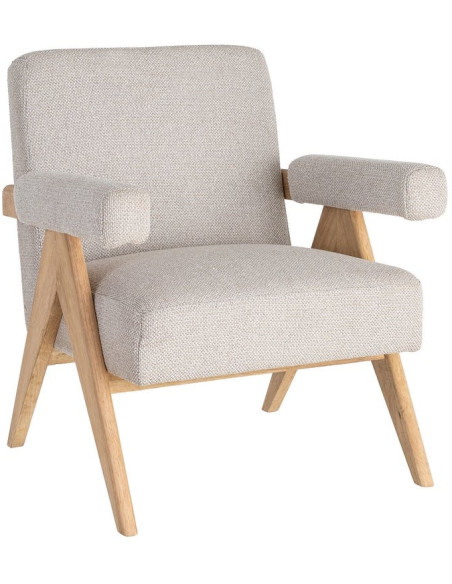 Fauteuil scandinave beige en tissu et bois 74x76x85 cm Lomarero Ixia - 1