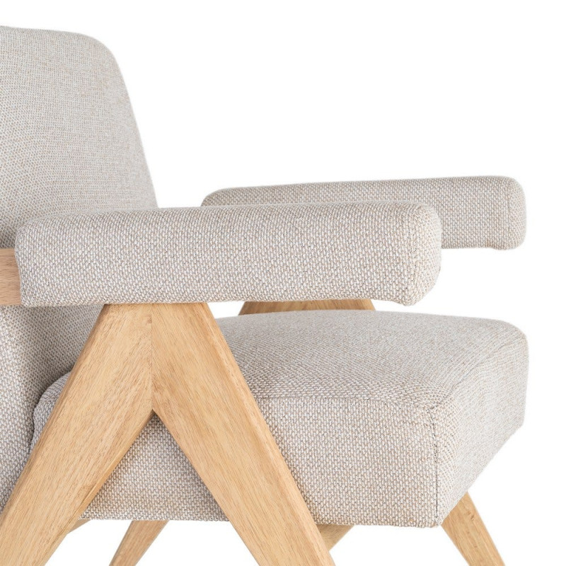 Fauteuil scandinave beige en tissu et bois 74x76x85 cm Lomarero Ixia - 3