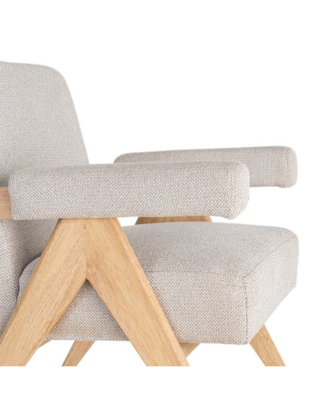 Fauteuil scandinave beige en tissu et bois 74x76x85 cm Lomarero Ixia - 3