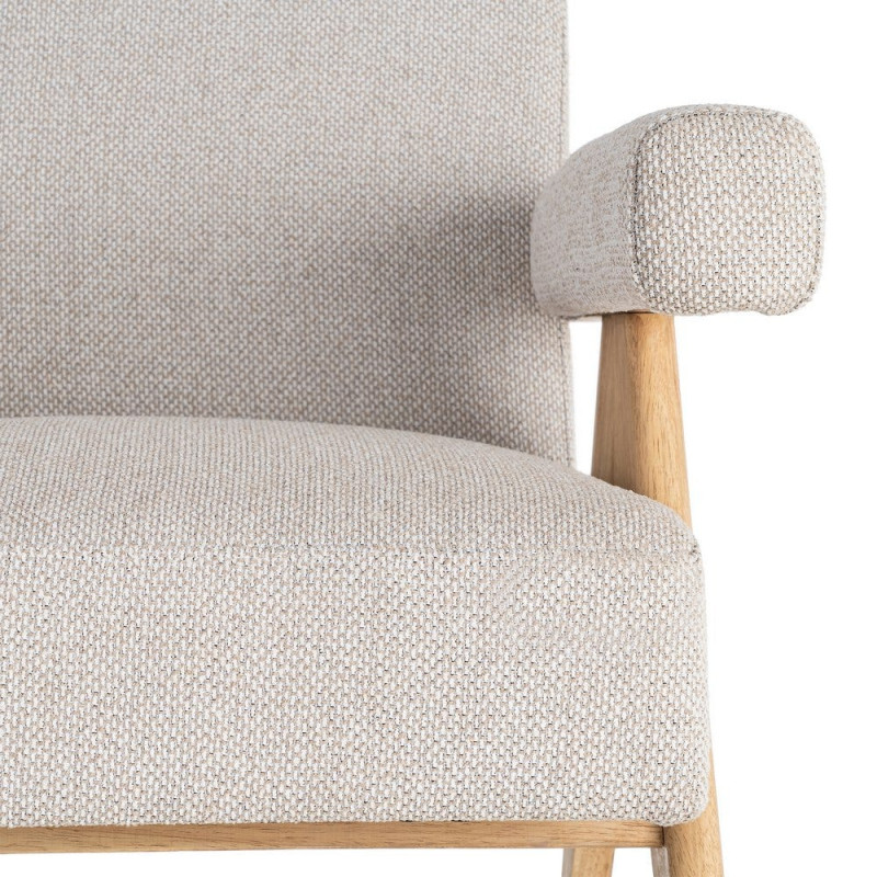 Fauteuil scandinave beige en tissu et bois 74x76x85 cm Lomarero Ixia - 4