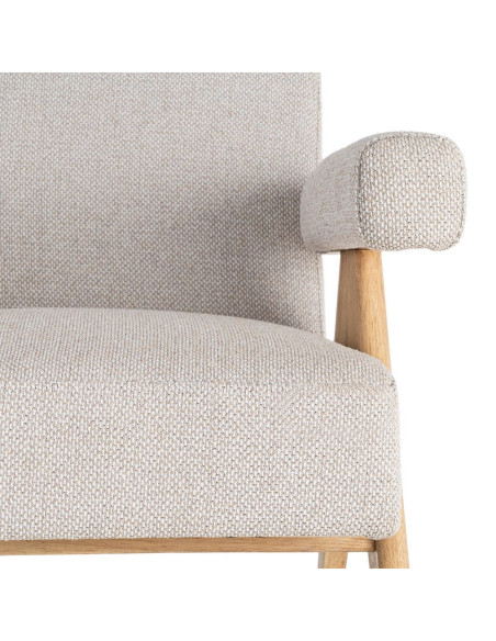 Fauteuil scandinave beige en tissu et bois 74x76x85 cm Lomarero Ixia - 4