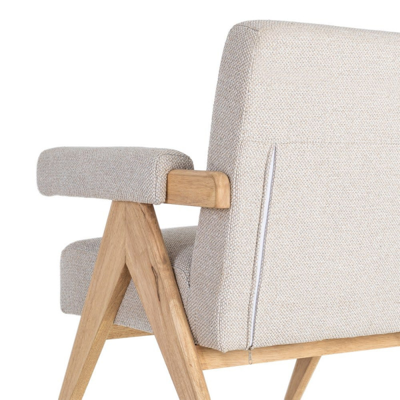 Fauteuil scandinave beige en tissu et bois 74x76x85 cm Lomarero Ixia - 5