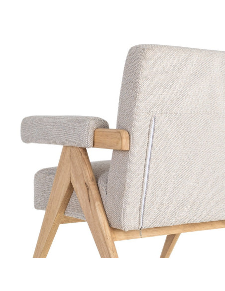 Fauteuil scandinave beige en tissu et bois 74x76x85 cm Lomarero Ixia - 5