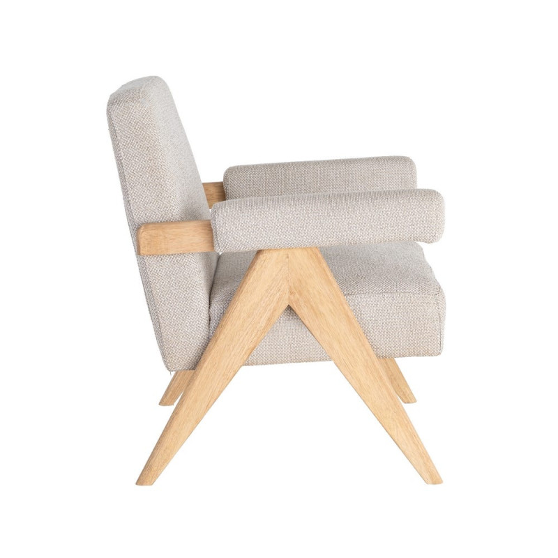 Fauteuil scandinave beige en tissu et bois 74x76x85 cm Lomarero Ixia - 7