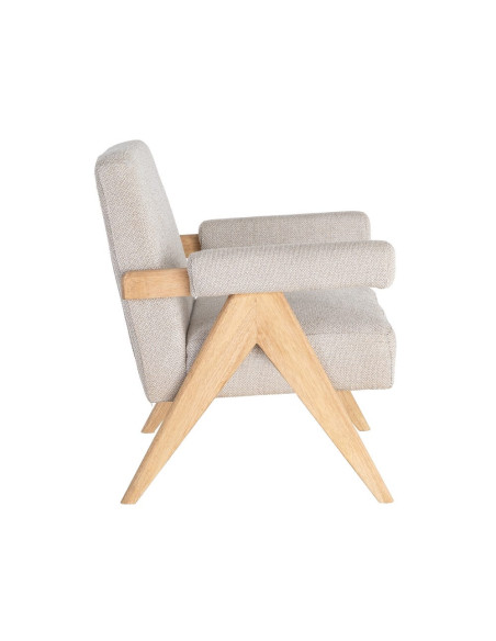 Fauteuil scandinave beige en tissu et bois 74x76x85 cm Lomarero Ixia - 7