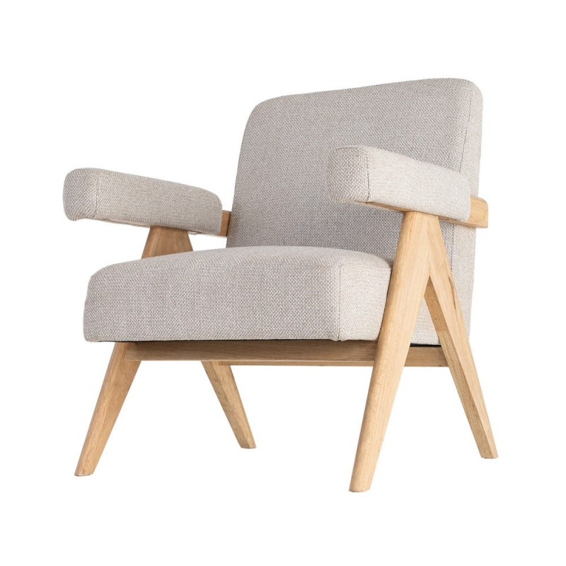Fauteuil scandinave beige en tissu et bois 74x76x85 cm Lomarero Ixia - 8