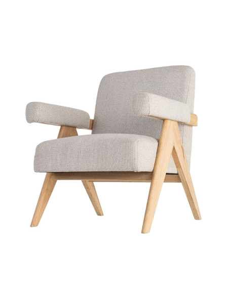 Fauteuil scandinave beige en tissu et bois 74x76x85 cm Lomarero Ixia - 8
