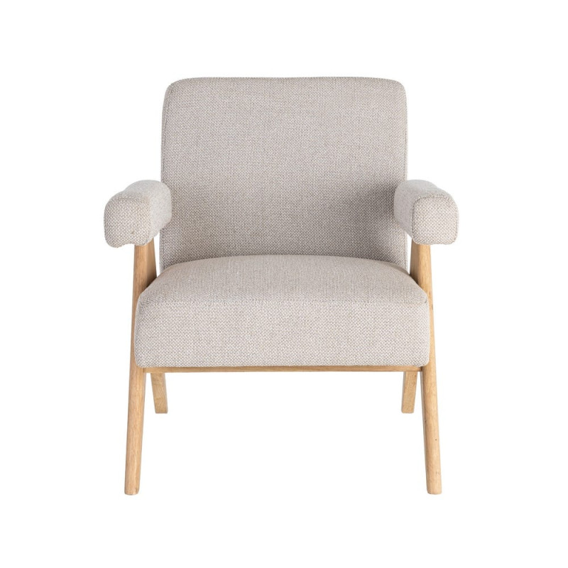 Fauteuil scandinave beige en tissu et bois 74x76x85 cm Lomarero Ixia - 9