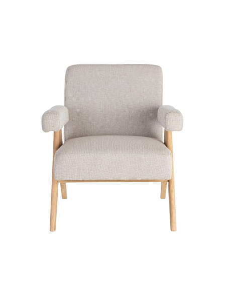 Fauteuil scandinave beige en tissu et bois 74x76x85 cm Lomarero Ixia - 9