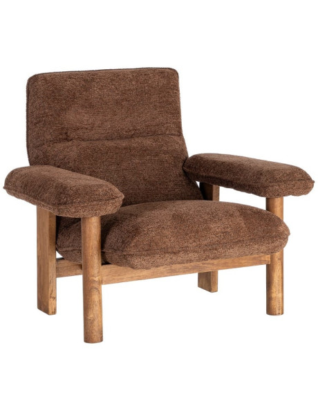 Fauteuil lounge marron chocolat en bouclette et bois 96x86,5x82,5 cm Isenano Ixia - 1