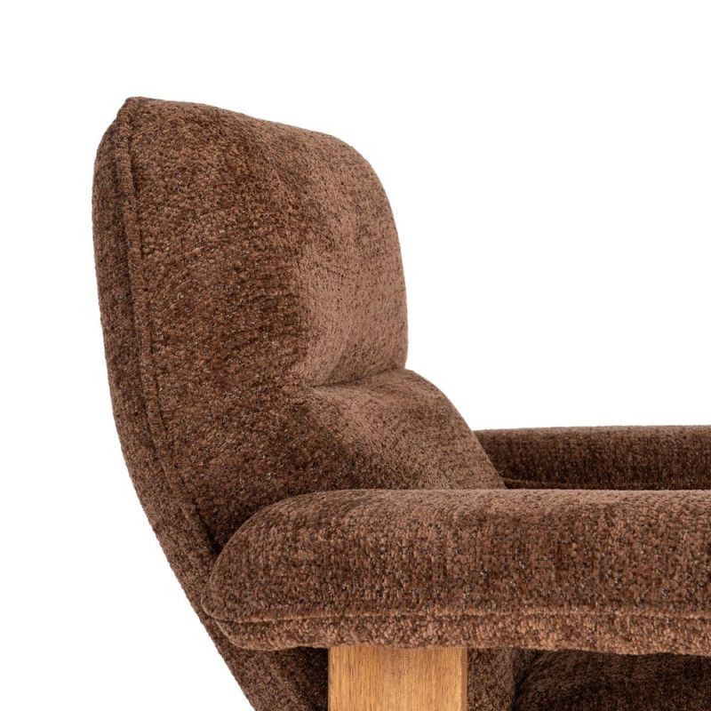 Fauteuil lounge marron chocolat en bouclette et bois 96x86,5x82,5 cm Isenano Ixia - 3