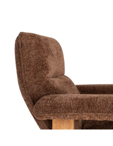 Fauteuil lounge marron chocolat en bouclette et bois 96x86,5x82,5 cm Isenano Ixia - 3