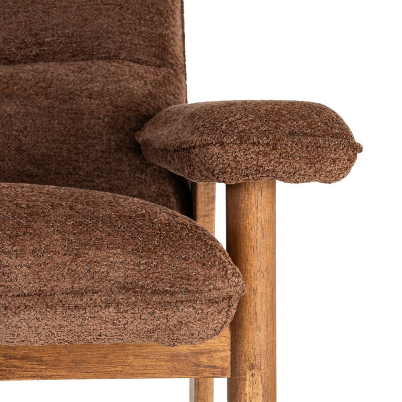 Fauteuil lounge marron chocolat en bouclette et bois 96x86,5x82,5 cm Isenano Ixia - 4