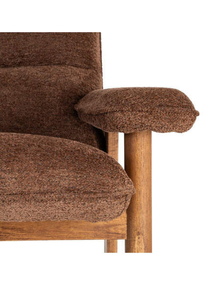 Fauteuil lounge marron chocolat en bouclette et bois 96x86,5x82,5 cm Isenano Ixia - 4