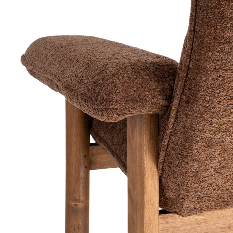 Fauteuil lounge marron chocolat en bouclette et bois 96x86,5x82,5 cm Isenano Ixia - 5