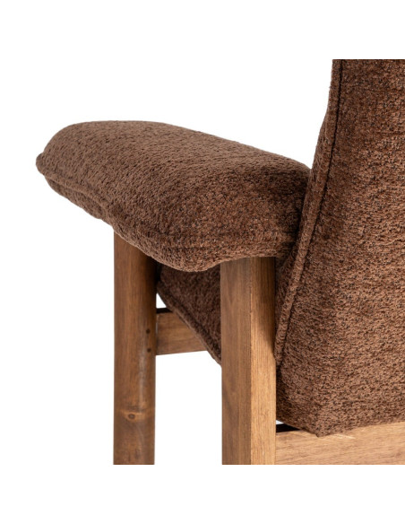 Fauteuil lounge marron chocolat en bouclette et bois 96x86,5x82,5 cm Isenano Ixia - 5
