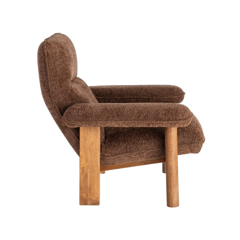 Fauteuil lounge marron chocolat en bouclette et bois 96x86,5x82,5 cm Isenano Ixia - 6