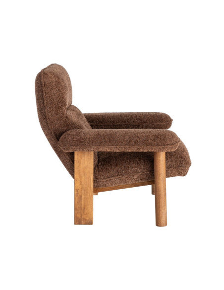 Fauteuil lounge marron chocolat en bouclette et bois 96x86,5x82,5 cm Isenano Ixia - 6