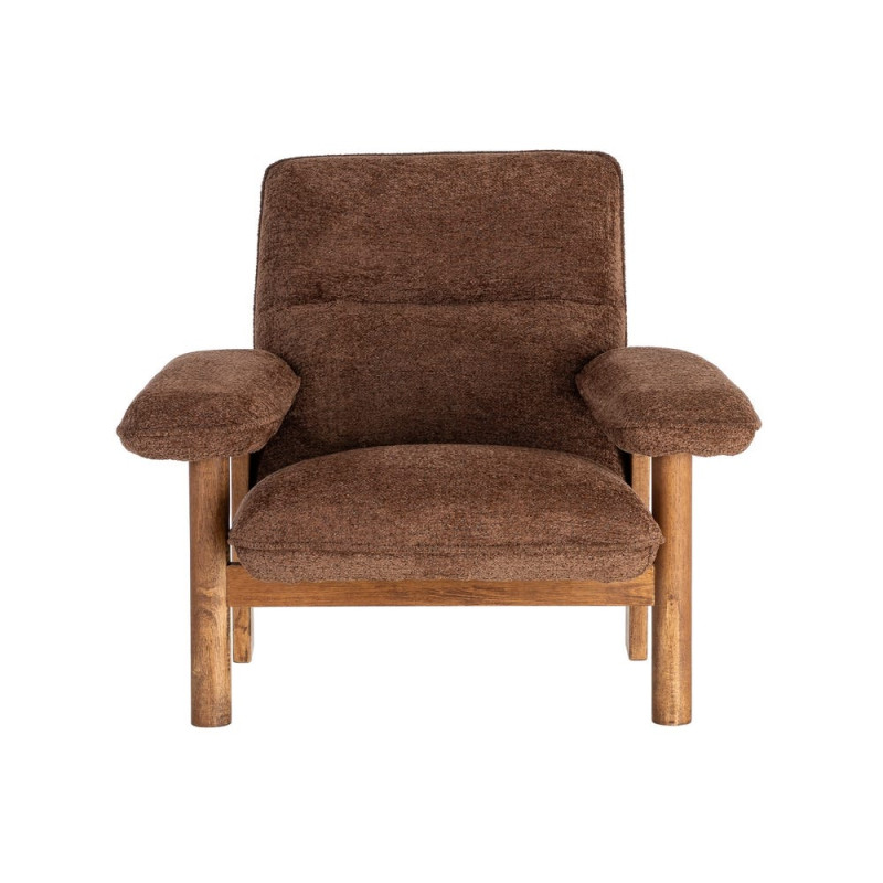 Fauteuil lounge marron chocolat en bouclette et bois 96x86,5x82,5 cm Isenano Ixia - 8