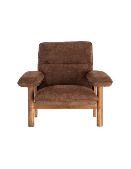 Fauteuil lounge marron chocolat en bouclette et bois 96x86,5x82,5 cm Isenano Ixia - 8