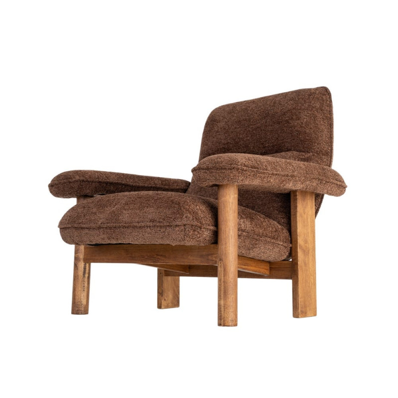 Fauteuil lounge marron chocolat en bouclette et bois 96x86,5x82,5 cm Isenano Ixia - 9