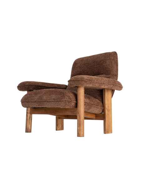 Fauteuil lounge marron chocolat en bouclette et bois 96x86,5x82,5 cm Isenano Ixia - 9