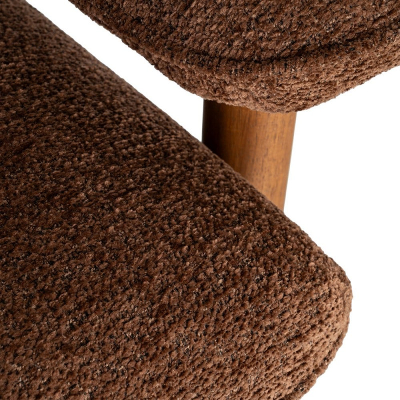 Fauteuil lounge marron chocolat en bouclette et bois 96x86,5x82,5 cm Isenano Ixia - 10