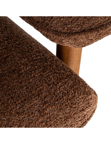 Fauteuil lounge marron chocolat en bouclette et bois 96x86,5x82,5 cm Isenano Ixia - 10