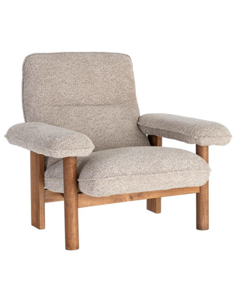 Fauteuil lounge beige en tissu et bois 97x86x80 cm Sarelano Ixia - 1