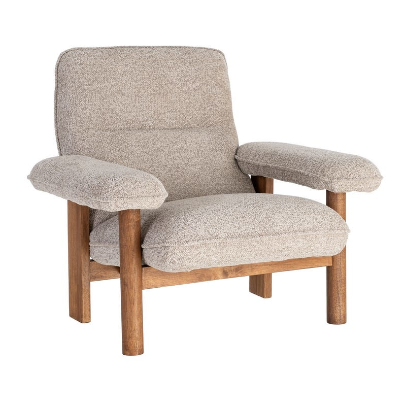 Fauteuil lounge beige en tissu et bois 97x86x80 cm Sarelano Ixia - 1