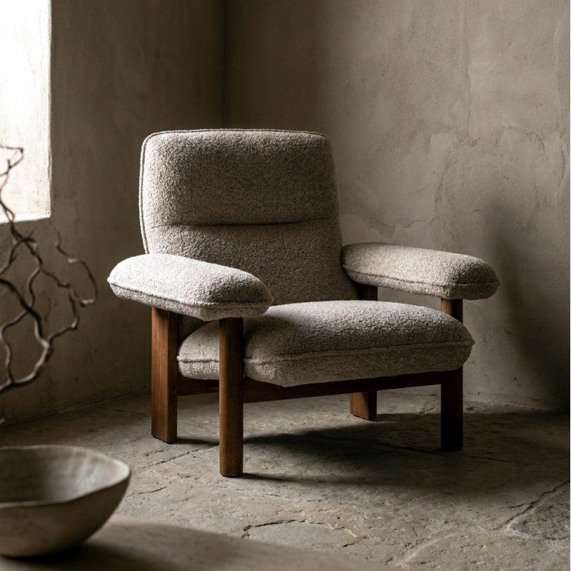Fauteuil lounge beige en tissu et bois 97x86x80 cm Sarelano Ixia - 2