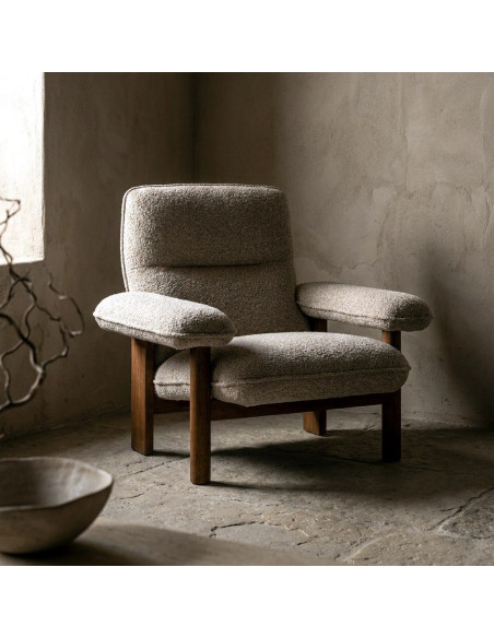 Fauteuil lounge beige en tissu et bois 97x86x80 cm Sarelano Ixia - 2