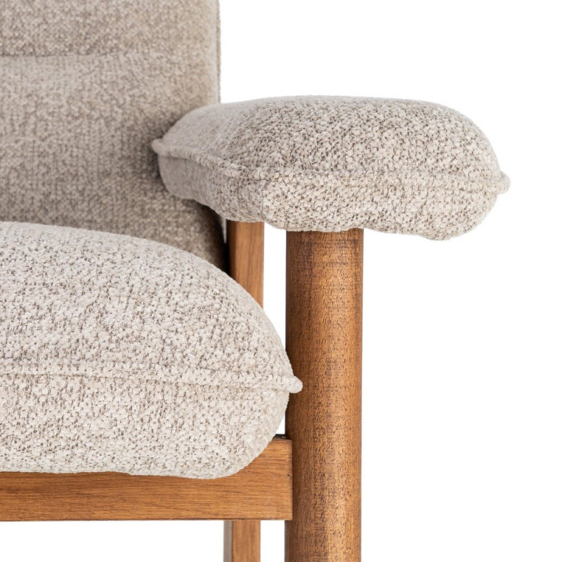 Fauteuil lounge beige en tissu et bois 97x86x80 cm Sarelano Ixia - 4
