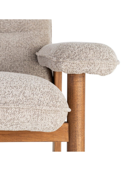 Fauteuil lounge beige en tissu et bois 97x86x80 cm Sarelano Ixia - 4