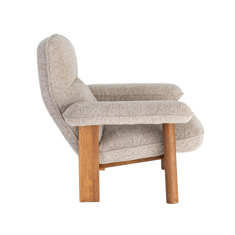 Fauteuil lounge beige en tissu et bois 97x86x80 cm Sarelano Ixia - 6