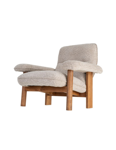 Fauteuil lounge beige en tissu et bois 97x86x80 cm Sarelano Ixia - 8