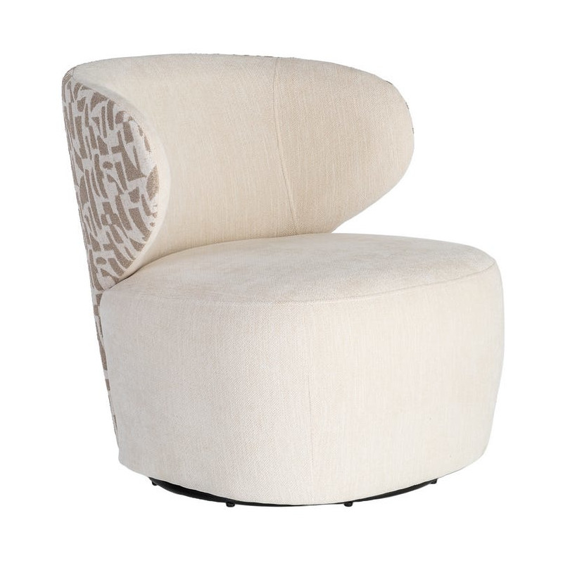 Fauteuil pivotant beige crème à motif graphique 73x68x74 cm Arelano Ixia - 1