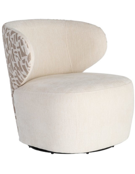 Fauteuil pivotant beige crème à motif graphique 73x68x74 cm Arelano Ixia - 1