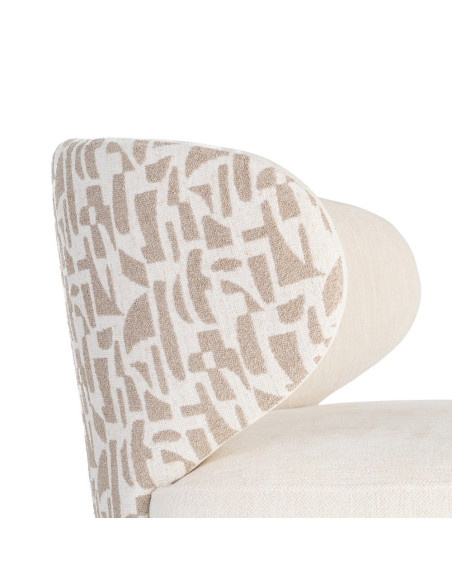 Fauteuil pivotant beige crème à motif graphique 73x68x74 cm Arelano Ixia - 2