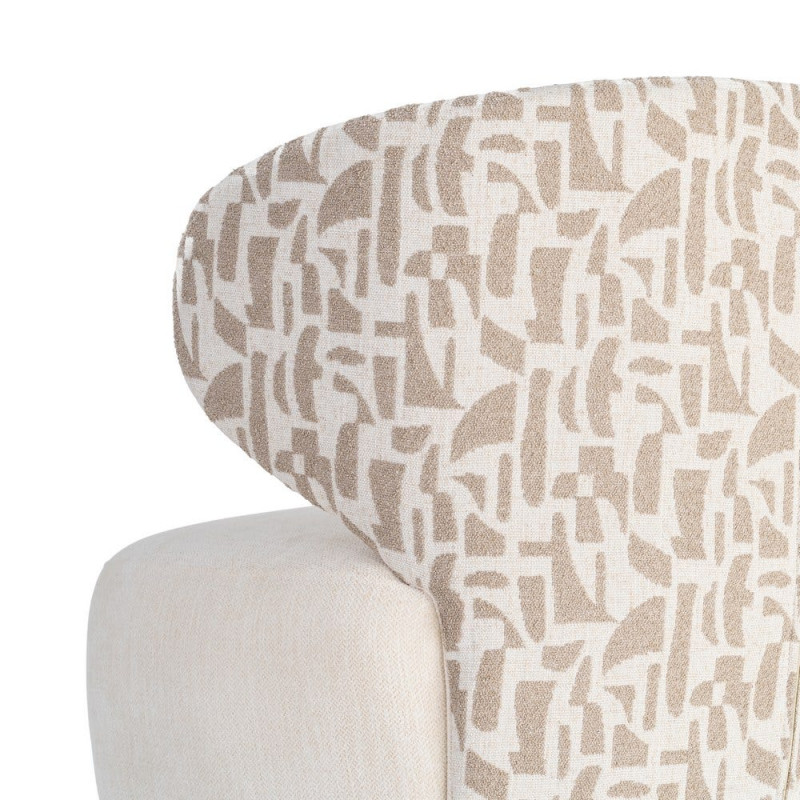 Fauteuil pivotant beige crème à motif graphique 73x68x74 cm Arelano Ixia - 5