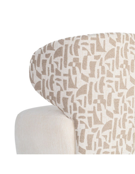 Fauteuil pivotant beige crème à motif graphique 73x68x74 cm Arelano Ixia - 5