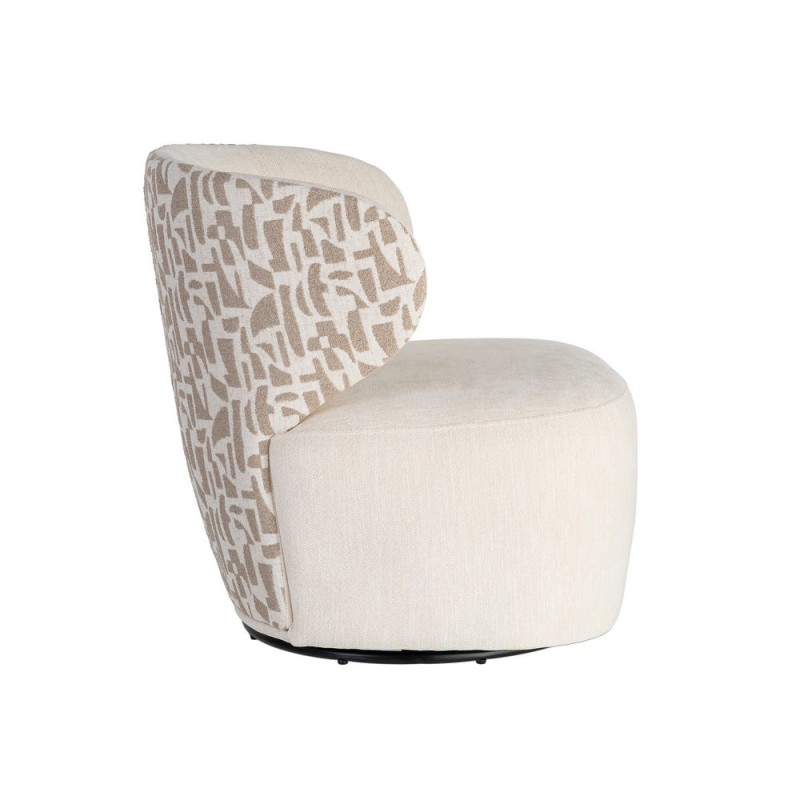 Fauteuil pivotant beige crème à motif graphique 73x68x74 cm Arelano Ixia - 6