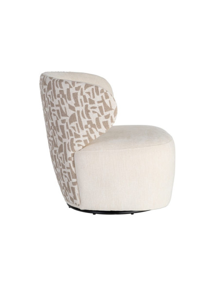 Fauteuil pivotant beige crème à motif graphique 73x68x74 cm Arelano Ixia - 6