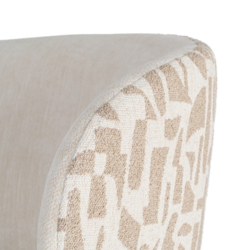 Fauteuil pivotant beige crème à motif graphique 73x68x74 cm Arelano Ixia - 7